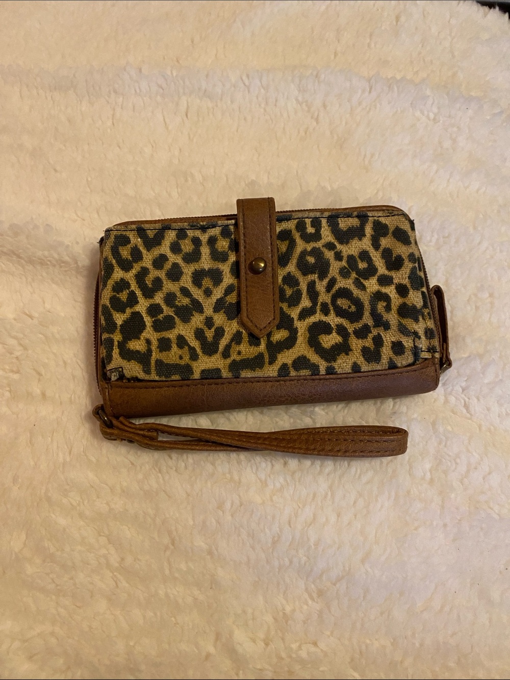 Maurices Leopard Print Wristlet Wallet in Brown